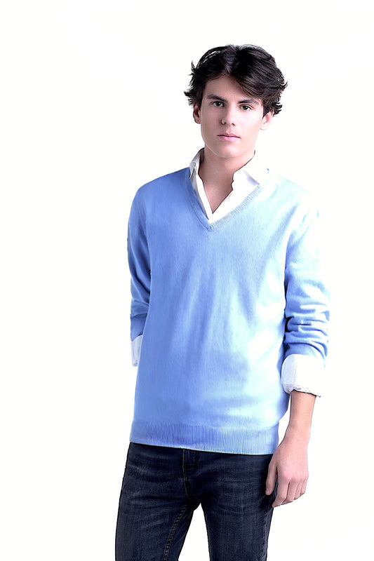 MEN’S 100% CASHMERE SOLID V-NECK. 21003/10ML