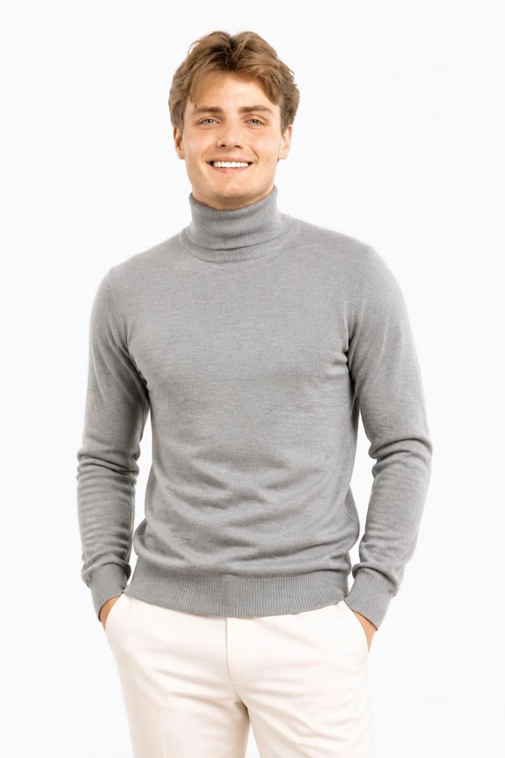 JERSEY DE CACHEMIRA DE CUELLO ALTO GRIS ANTRACITA PARA HOMBRE