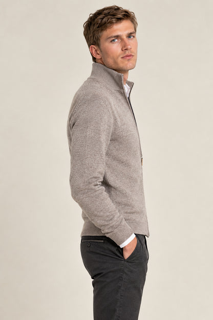 Herren Kaschmir Zip-Up Mittelgrau