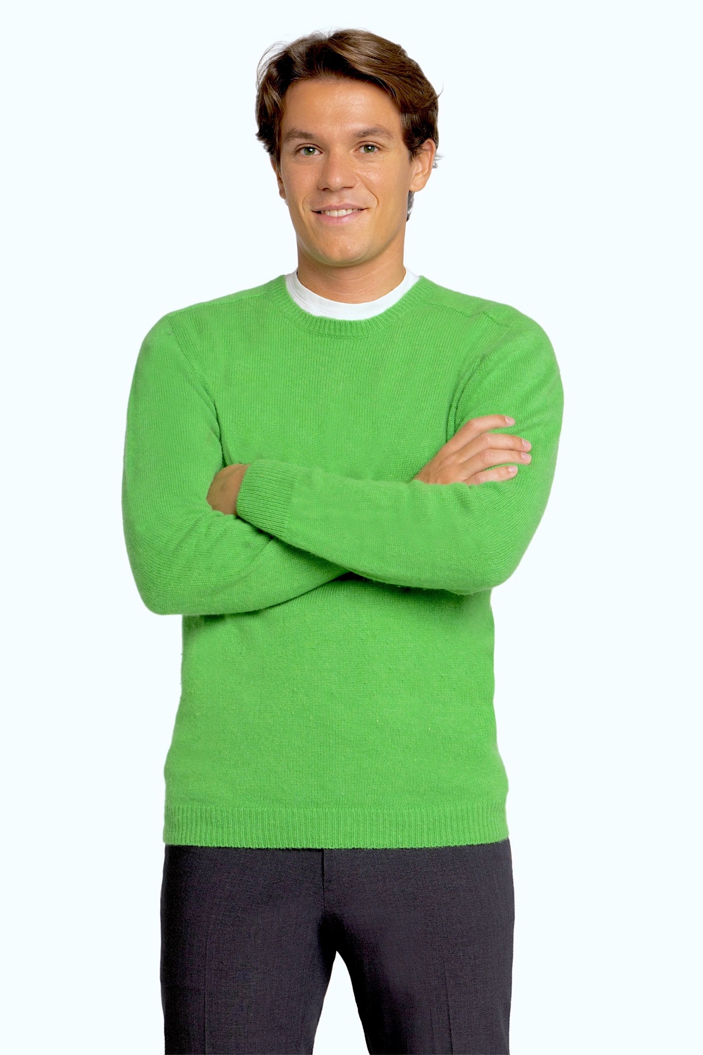 PULL COL ROND 2-FILS 100% CACHEMIRE HOMME. 29506/20ML