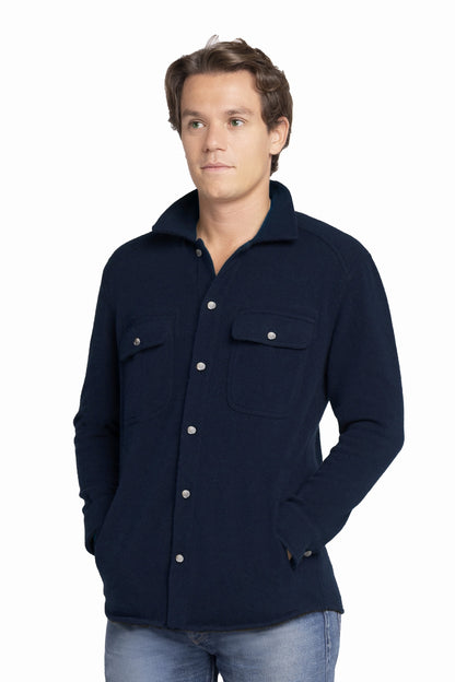 MEN'S 100% CASHMERE SOLID SHACKET. 29517/70ML