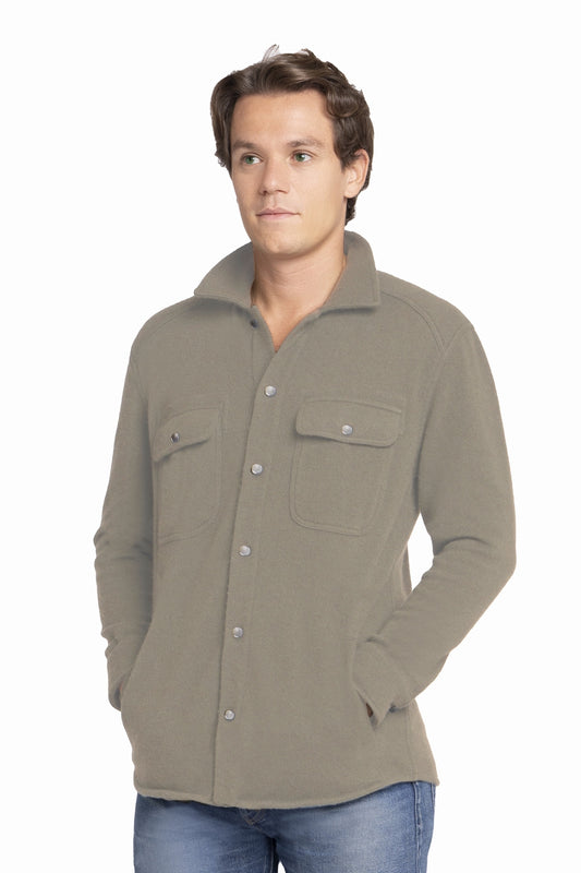 MEN'S 100% CASHMERE SOLID SHACKET. 29517/70ML