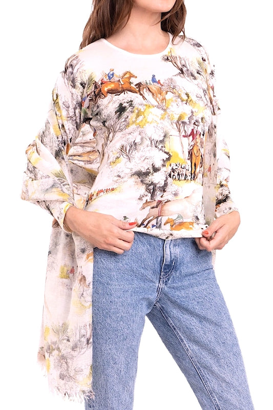 80% CASHMERE 20% SILK PRINTED LIGHTWEIGHT STOLE. 41012/17-3 ST489