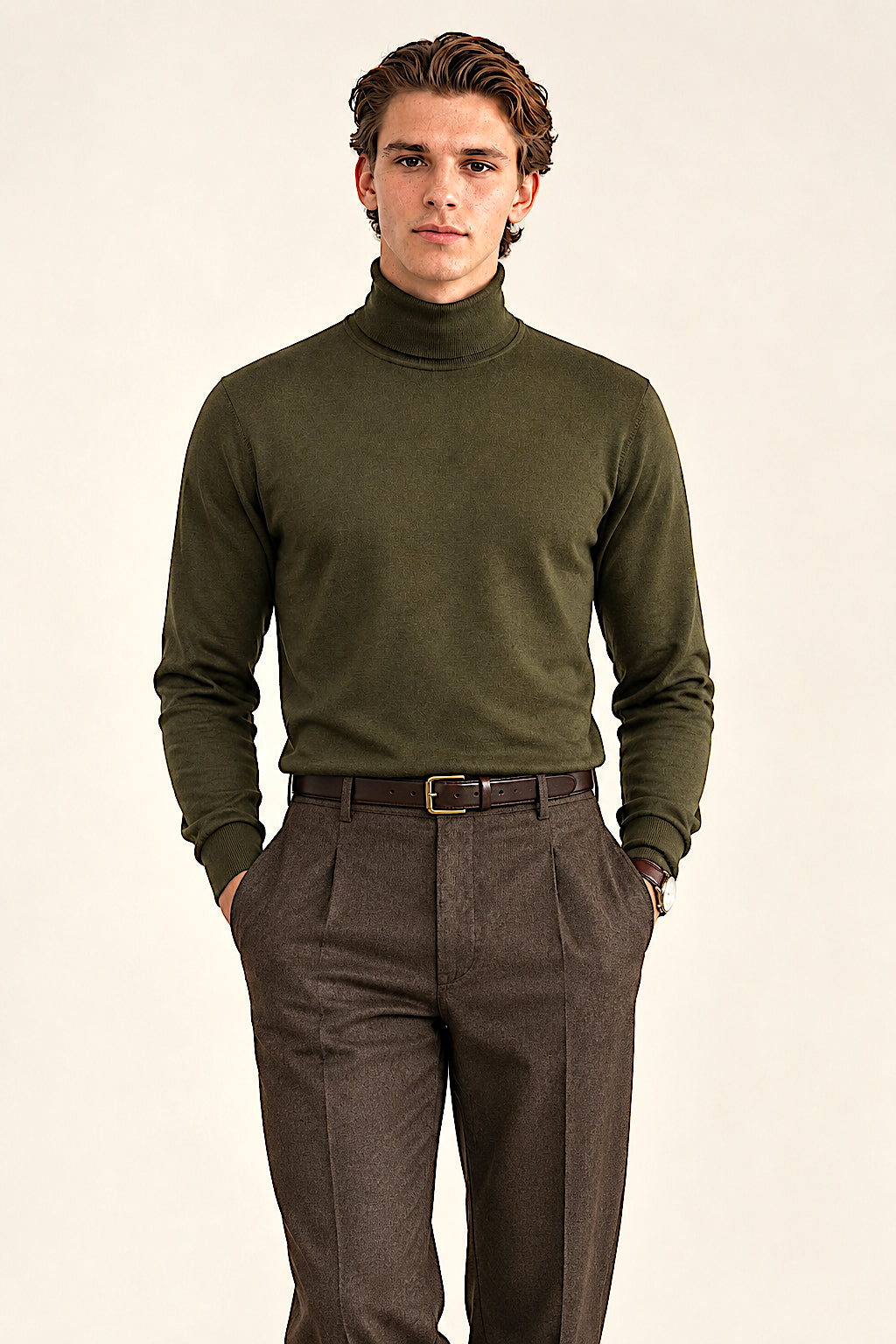 Kaschmir-Seide-Rollkragenpullover Dunkelgrau