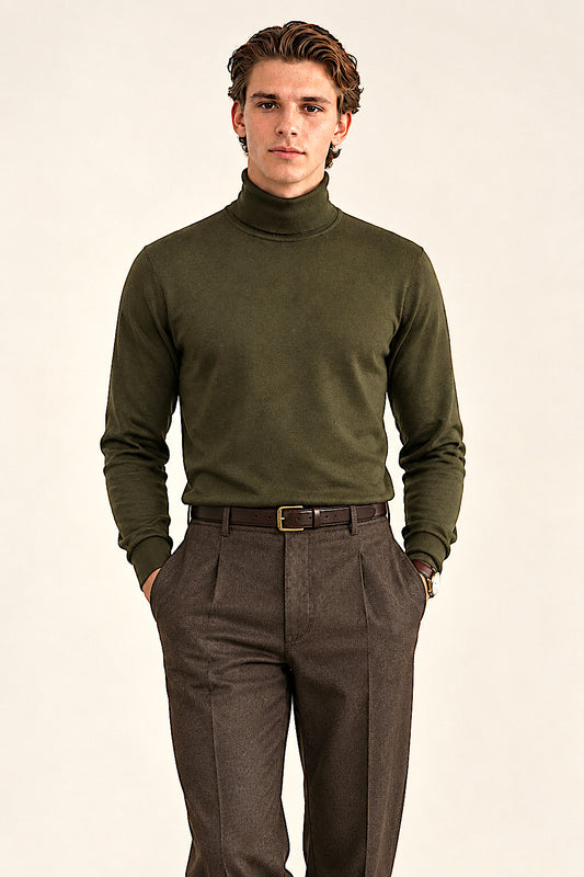 Maglione in cashmere e seta a collo alto grigio scuro