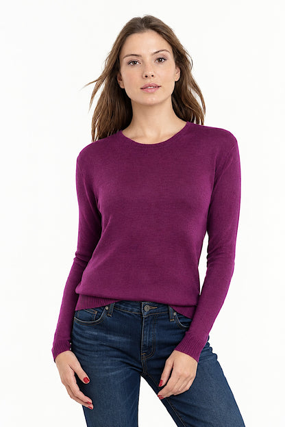 WOMEN'S CASHMERE & SILK SOLID CREW NECK
