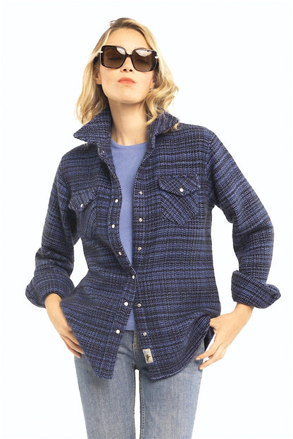 CAMICIA IN CASHMERE SOVRATINTO TESSUTO A MANO. D-24523/70MLPIC BLU REALE