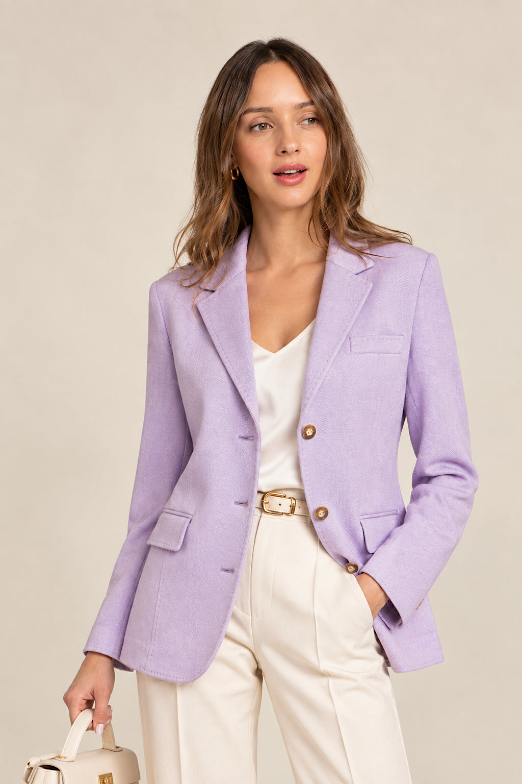 WOMEN’S IVORY LIGHTWEIGHT CASHMERE BLAZER