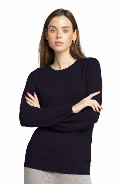 WOMEN'S 100% CASHMERE 3-PLY OVERSIZED SOLID CREW NECK. D-25581/20ML