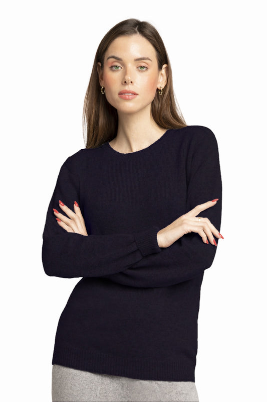 WOMEN'S 100% CASHMERE 3-PLY OVERSIZED SOLID CREW NECK. D-25581/20ML