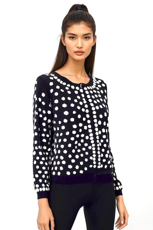 WOMEN'S 100% CASHMERE EMBROIDERED CREW NECK CARDIGAN. D-26054/40ML
