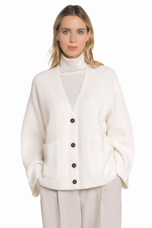 WOMAN'S 100% CASHMERE ENGLISH RIB CARDIGAN D-26581/41ML