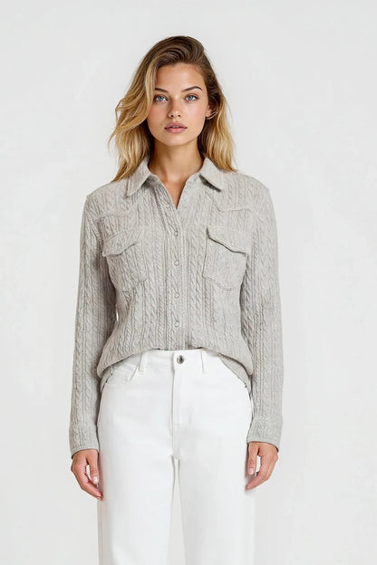Oversize-Aran-Zopfstrickpullover Weiß