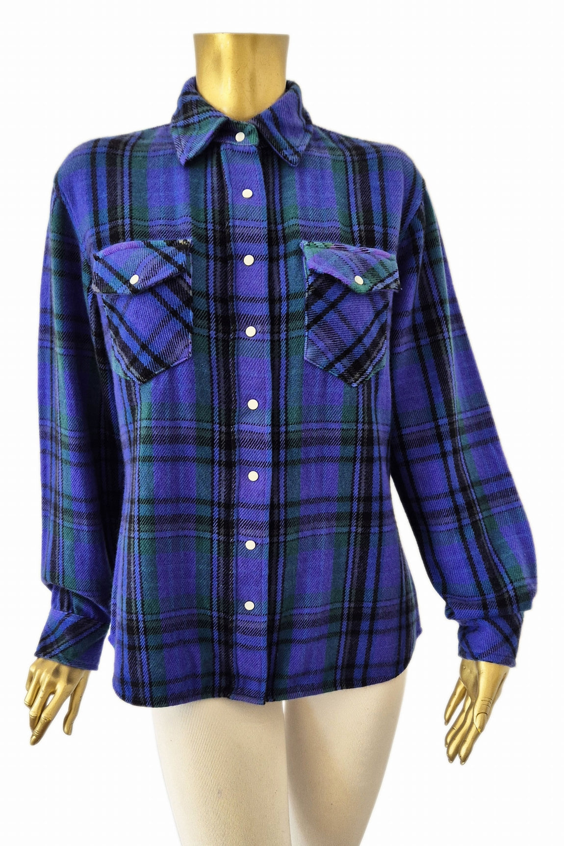WOMEN'S 100% CASHMERE HANDWOVEN PLAID SHIRT. D-26071/70ML