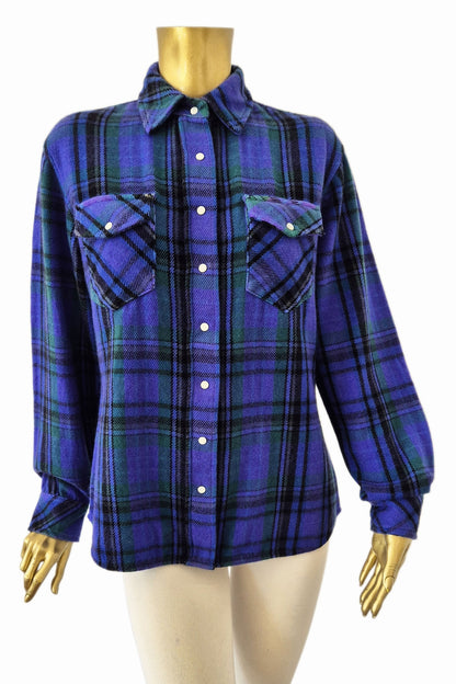 WOMEN'S 100% CASHMERE HANDWOVEN PLAID SHIRT. D-26071/70ML