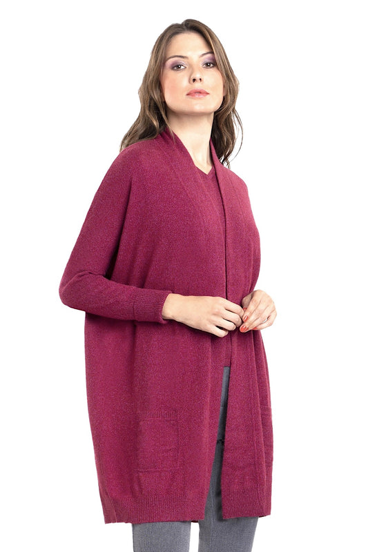 LONG WOMEN'S DARK GRAY CASHMERE CARDIGAN
