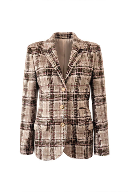 BLAZER DE CUADROS DE CACHEMIRA PARA MUJERES