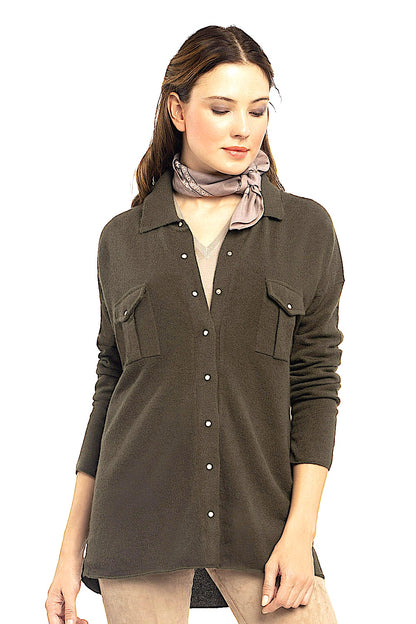 AMPLE CHEMISE CACHEMIRE UNI LT NAVY