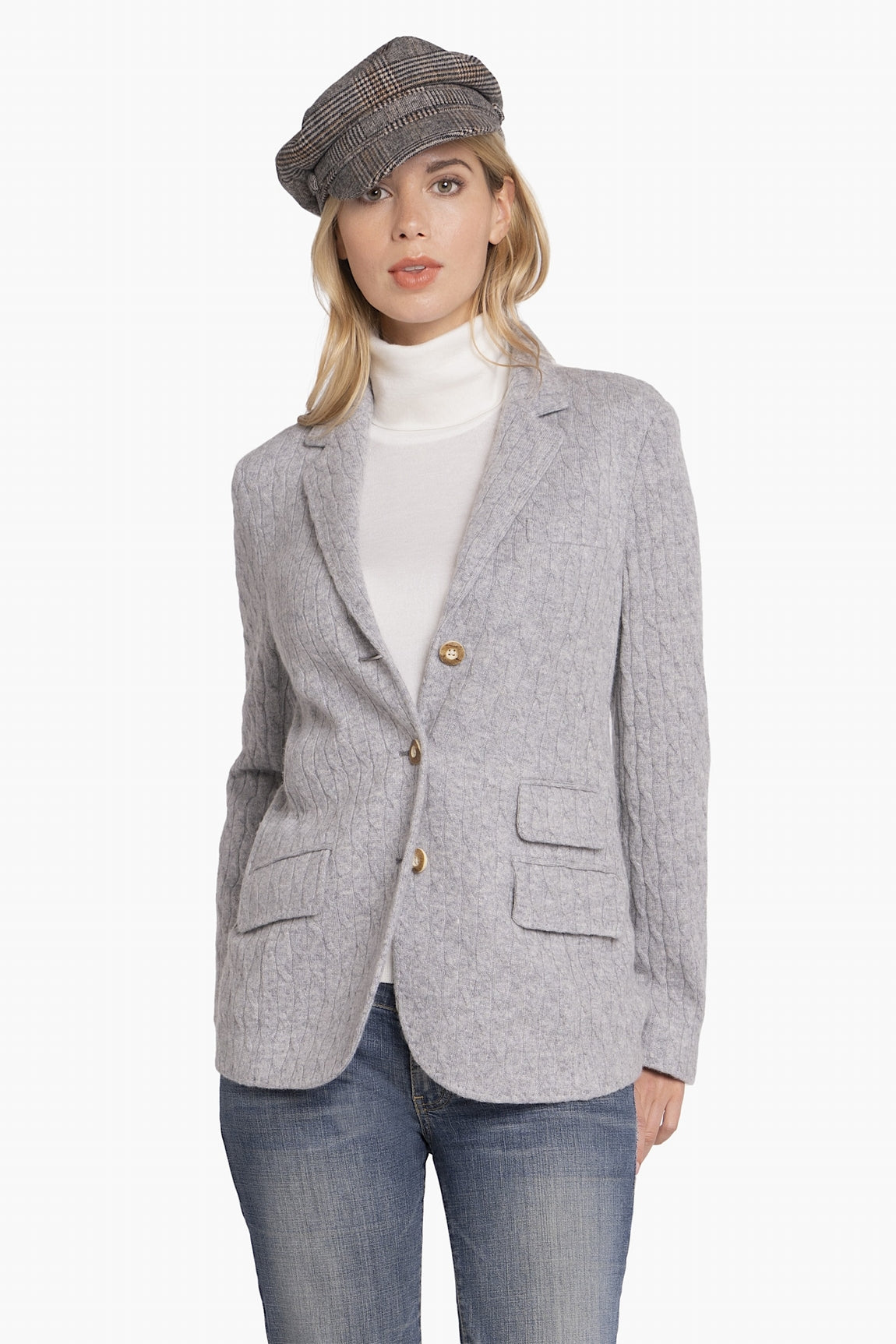 BLAZER CACHEMIRE À TORSADES LT GREY