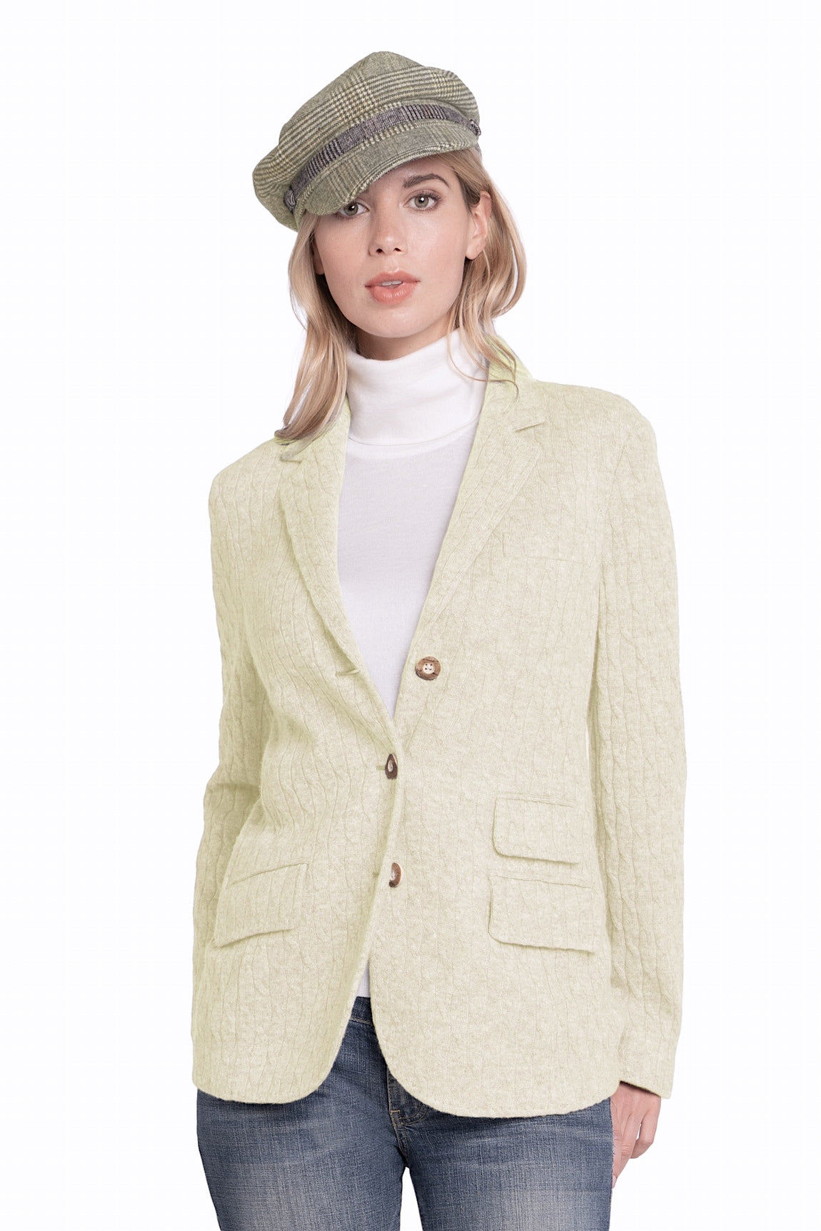 BLAZER CACHEMIRE À TORSADES OFF WHITE 100002 OFF WHITE