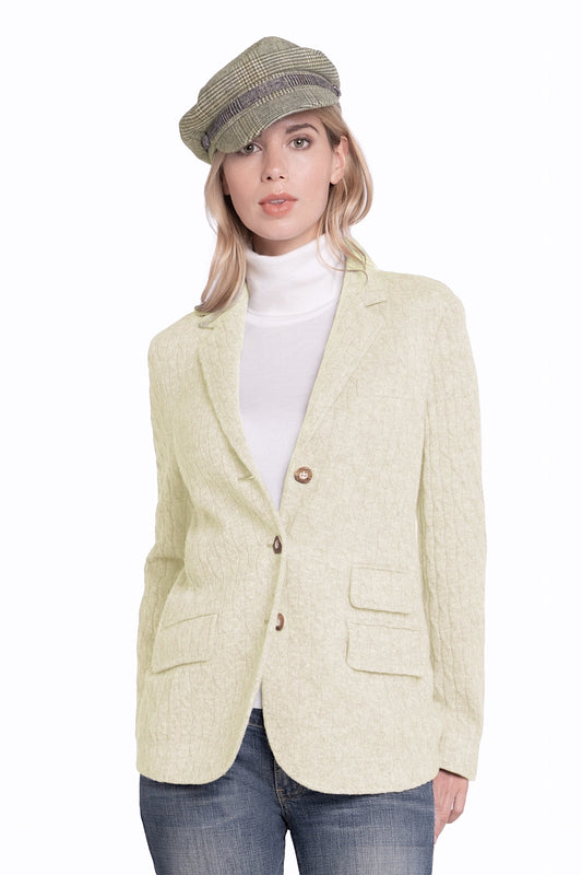 BLAZER CACHEMIRE À TORSADES OFF WHITE 100002 OFF WHITE