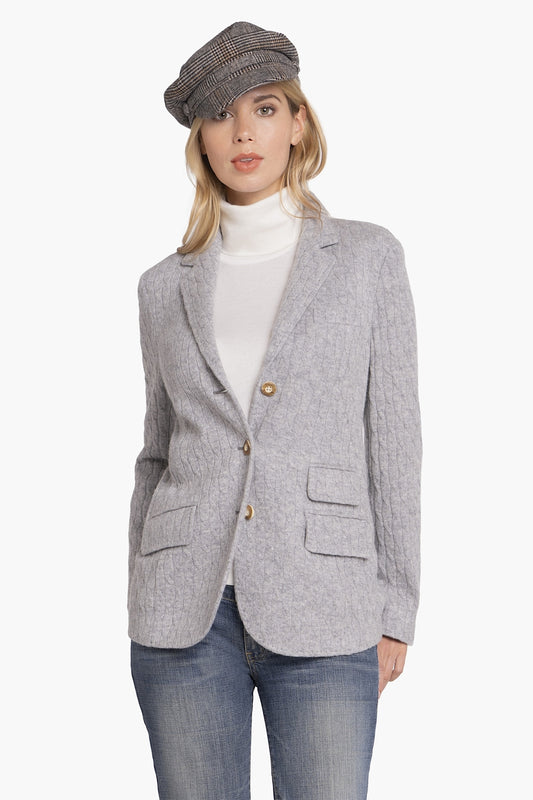 BLAZER CACHEMIRE À TORSADES OFF WHITE