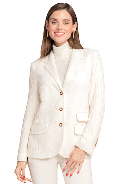 BLAZER CACHEMIRE À TORSADES WHITE