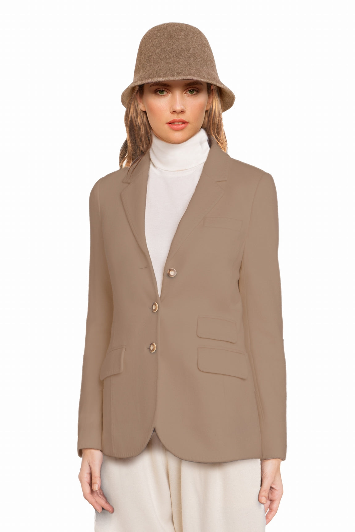 BLAZER CACHEMIRE TISSU DOUBLE TAUPE 74014 TAUPE