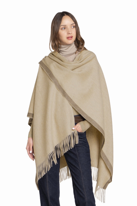 CAPE CACHEMIRE BICOLORE CREAM-TAUPE CREAM-TAUPE