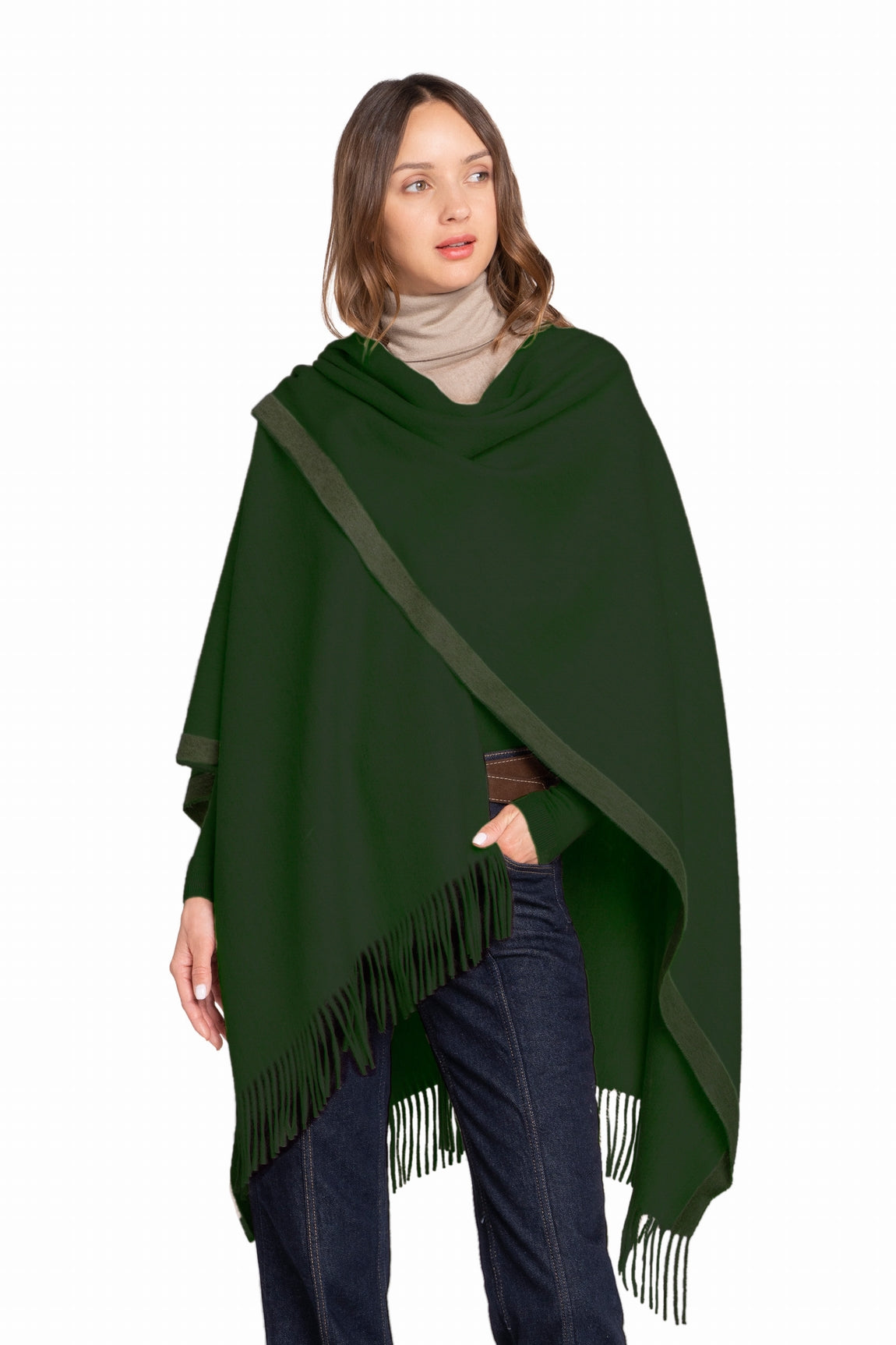 CAPE CACHEMIRE BICOLORE KHAKI-TAUPE KHAKI-TAUPE
