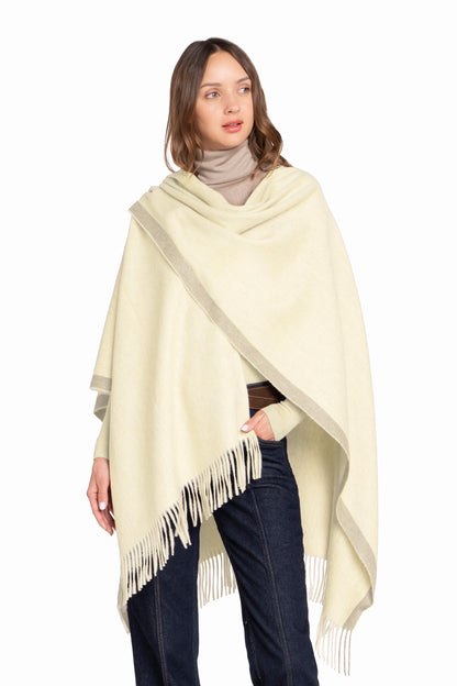 CAPE CACHEMIRE BICOLORE WHITE-CREAM WHITE-CREAM