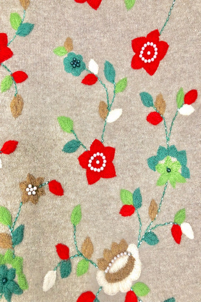 CARD. ZIPPÉ BRODERIES & PERLES TAUPE 8073 TAUPE