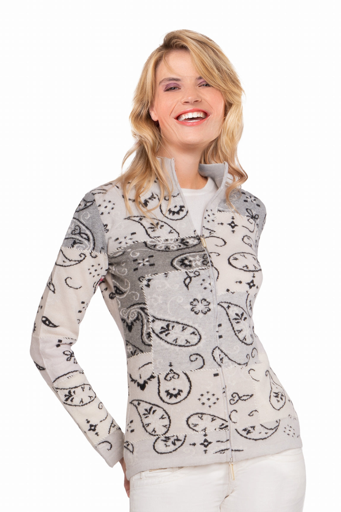 CARD. ZIPPÉ INTARSIA BANDANA LT GREY 54346 LT GREY