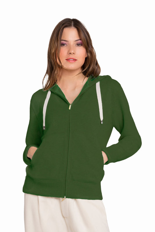 CARDIGAN CACHEMIRE À CAPUCHE KHAKI M300 KHAKI