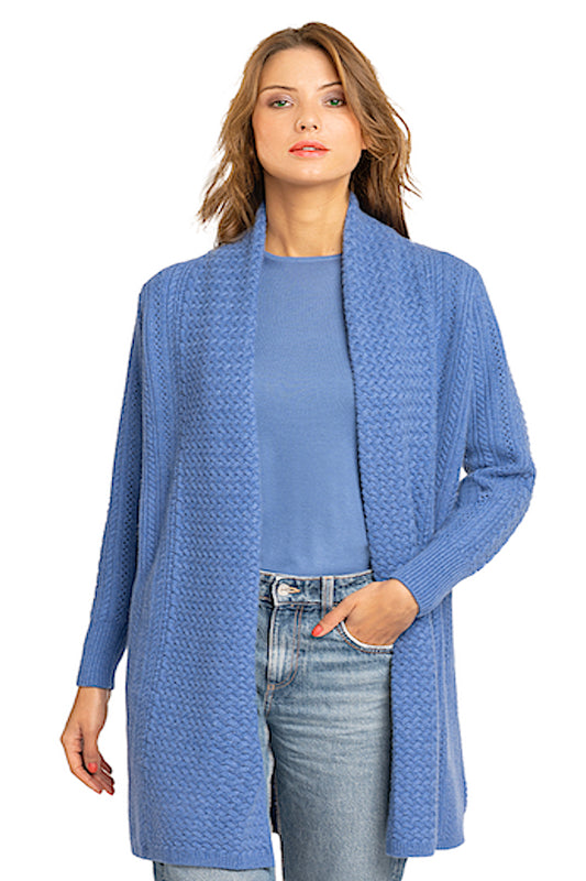 CARDIGAN CACHEMIRE ARAN NAVY