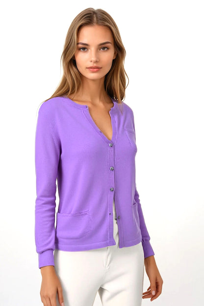 CARDIGAN CACHEMIRE COL ROND B. GUM