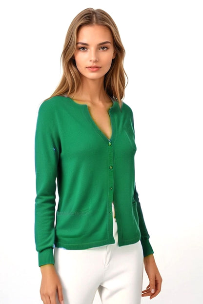 CARDIGAN CACHEMIRE COL ROND EMERALD 22352 EMERALD