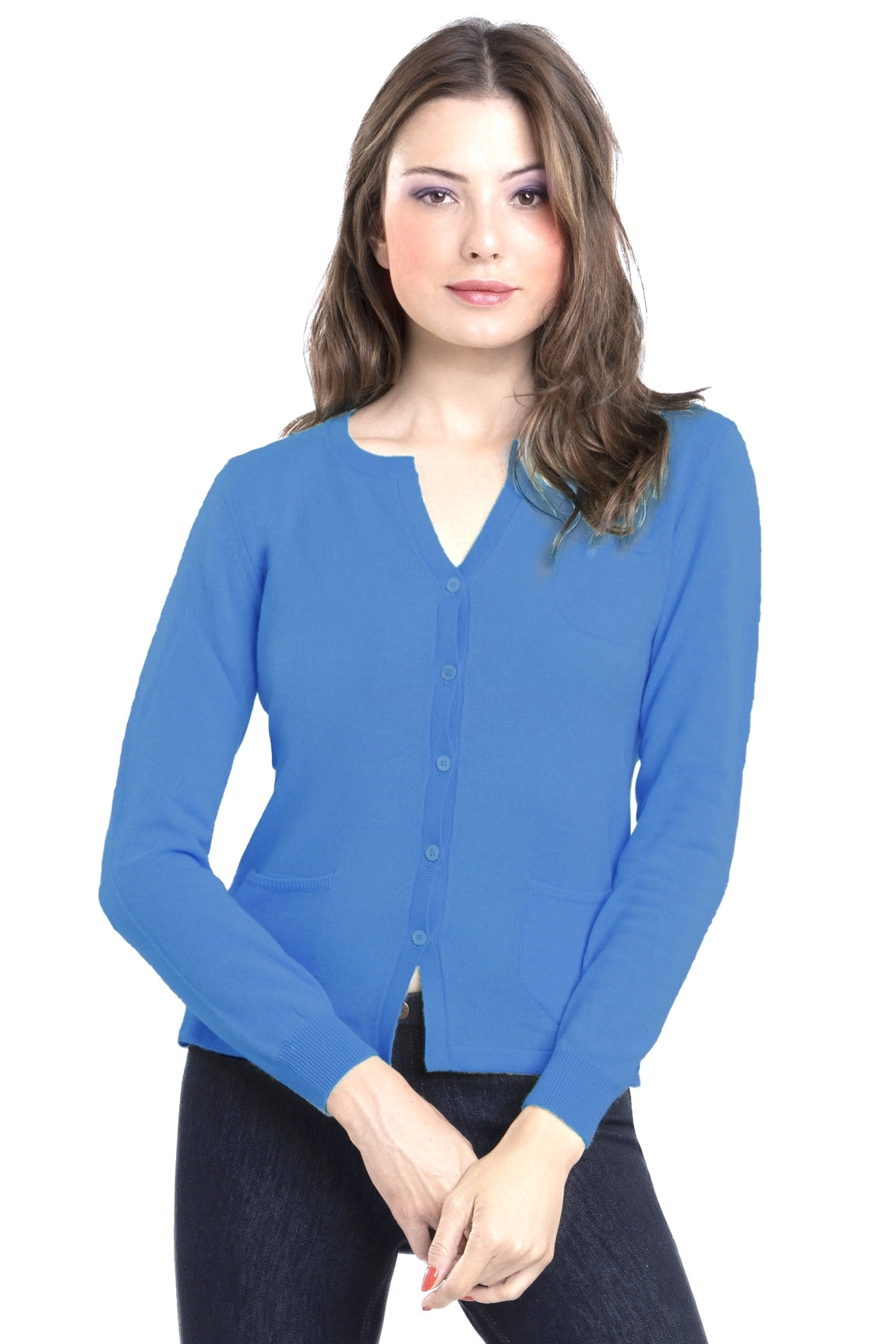 CARDIGAN CACHEMIRE COL ROND LAVENDER BLUE 22570 LAVENDER BLUE