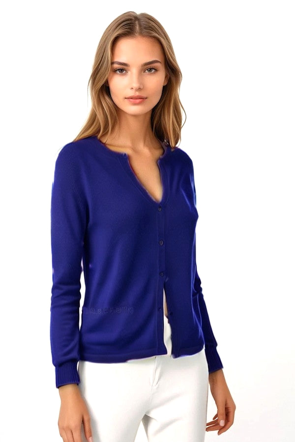 CARDIGAN CACHEMIRE COL ROND NIGHT BLUE 21536 NIGHT BLUE