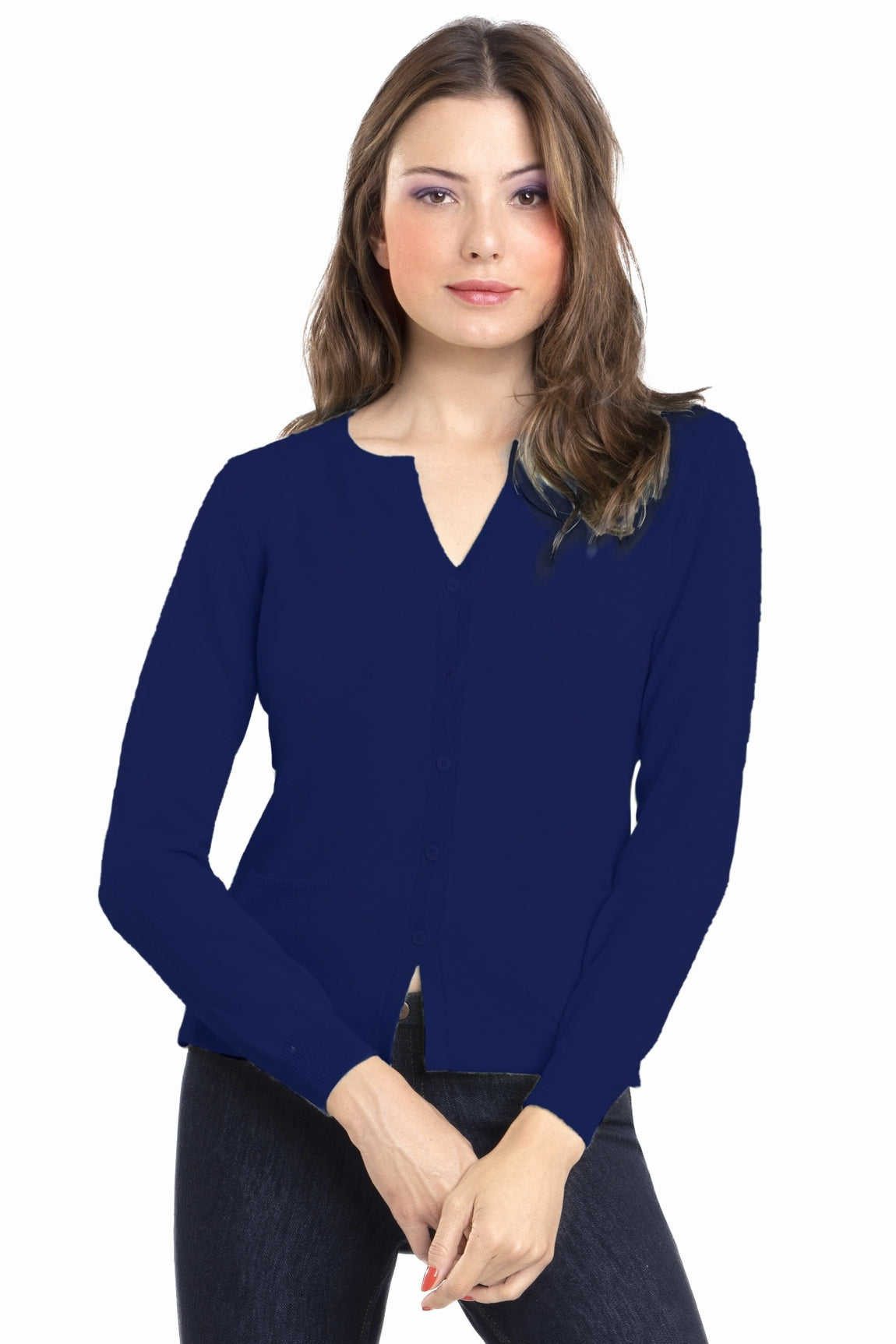 CARDIGAN CACHEMIRE COL ROND NIGHT BLUE 21536 NIGHT BLUE