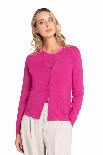 CARDIGAN CACHEMIRE COL ROND RED