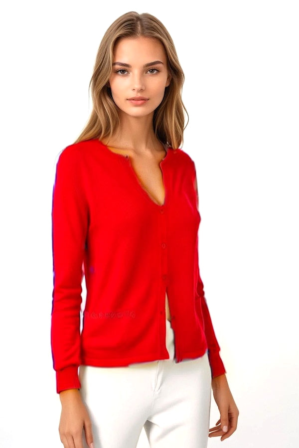 CARDIGAN CACHEMIRE COL ROND RED 21351 RED