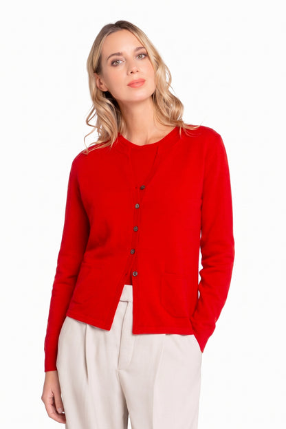 CARDIGAN CACHEMIRE COL ROND RED S171 RED