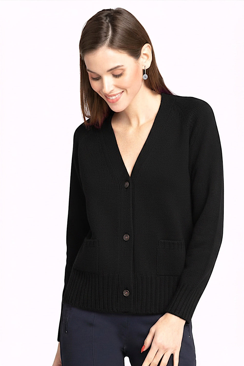 CARDIGAN CACHEMIRE COURT COL V BLACK 8010 BLACK