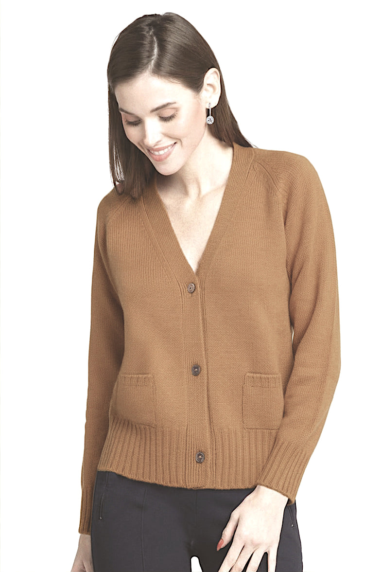 CARDIGAN CACHEMIRE COURT COL V CAMEL 78352 CAMEL