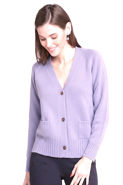 CARDIGAN CACHEMIRE COURT COL V LILAC 709213 LILAC