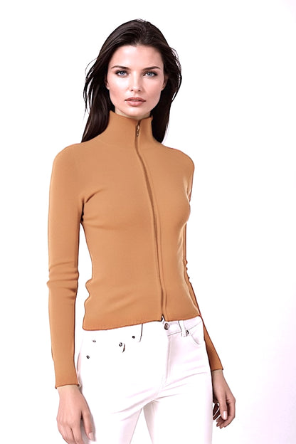 CARDIGAN CACHEMIRE ZIPPÉ CAMEL 20902 CAMEL