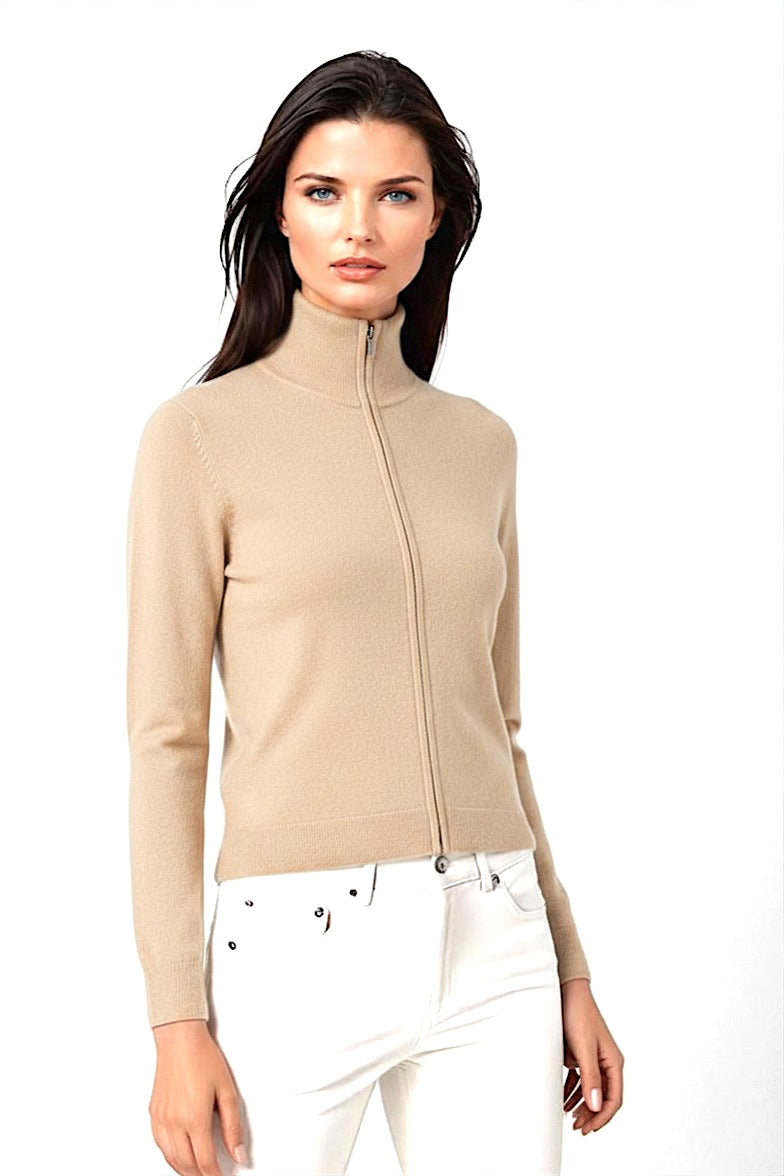 CARDIGAN CACHEMIRE ZIPPÉ CREAM 18638 CREAM