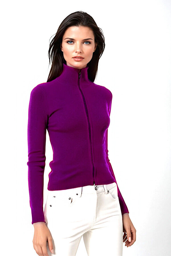 CARDIGAN CACHEMIRE ZIPPÉ CREAM 20605 CREAM