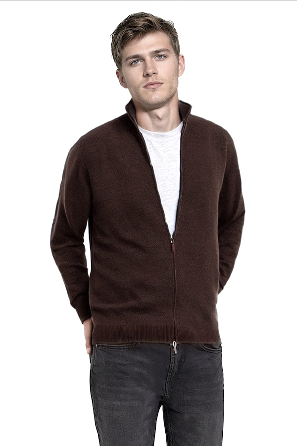 CARDIGAN CACHEMIRE ZIPPE DK BROWN 20904 DK BROWN